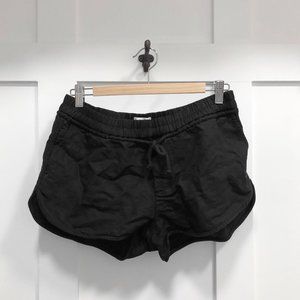 Wilfred Habitus black linen mini shorts